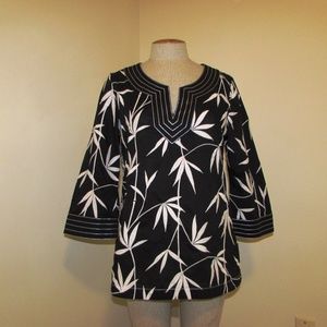 Talbot's Black & White Embroidered Tunic size 12